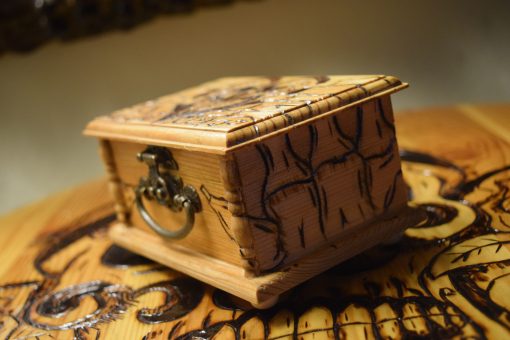 hand crafted wood burned music box