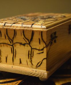 hand crafted wood burned music box